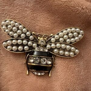 Elegant Gold and Black Bee Brooch